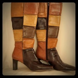 Brown Patch Leather Boots